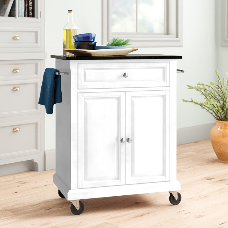 Three Posts™ Hedon 31'' Wide Rolling Kitchen Cart with Granite Top
